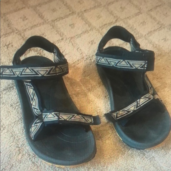 Other - Navy Blue Sandals with Patterned Straps